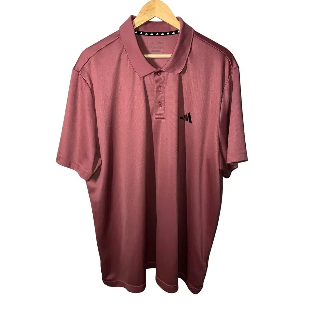 Adidas Pink Train Essentials Aeroready Moisture Short Sleeve Polo Size 2XL